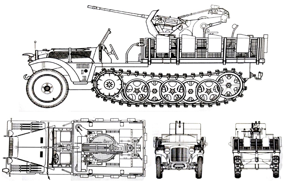 Sd.Kfz.10/4型半履带防空炮车
