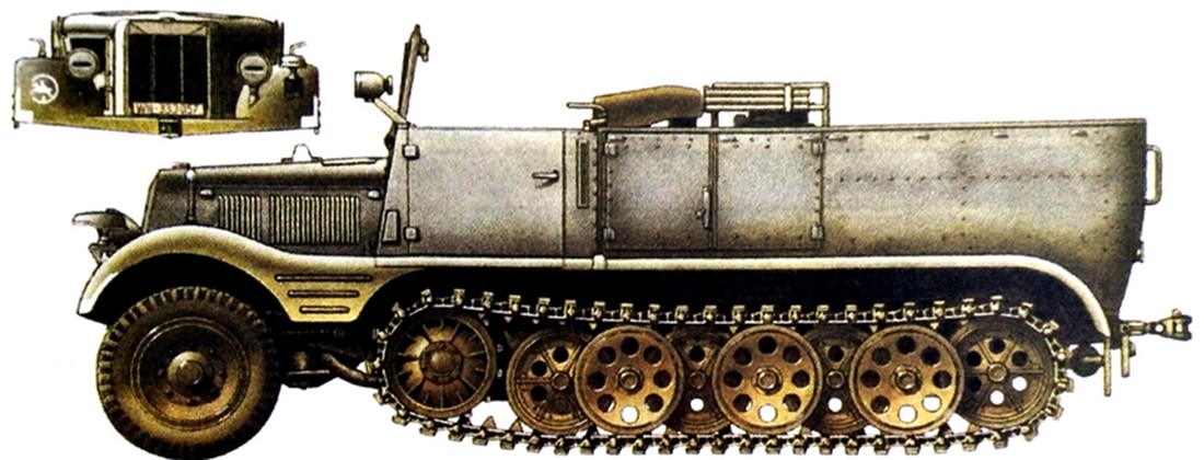 1942年6月,东线苏联战场,德军第24装甲师第89炮兵团的一辆Sd.Kfz.11型半履带车。