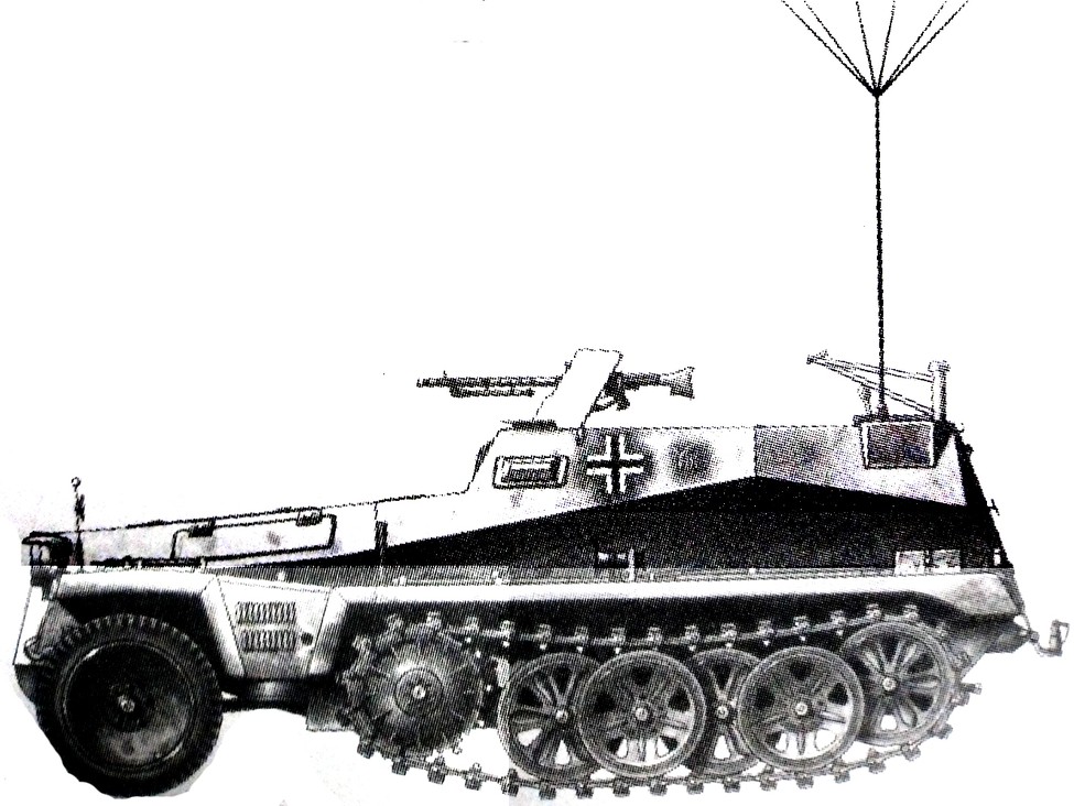 采用250(Alt)旧车体改装的Sd.Kfz.250/3 Ⅰ型半履带装甲通讯指挥车