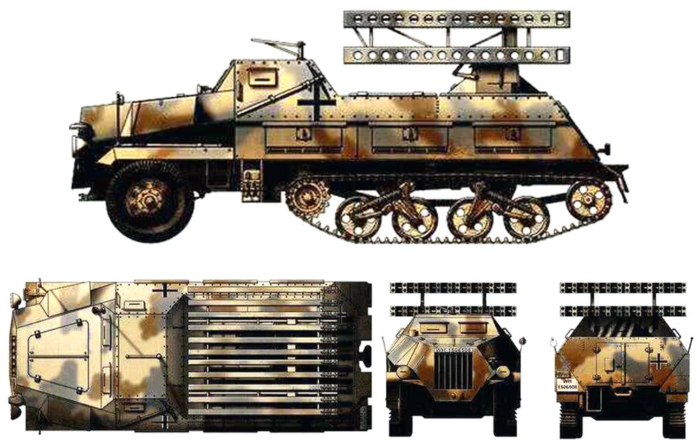 Sd.Kfz.4/1型半履带装甲火箭炮车（安装双层18管80毫米口径火箭炮）