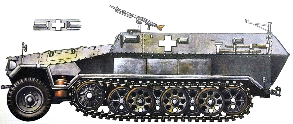 1939年9月,波兰战场,隶属德军第1装甲师的一辆Sd.Kfz.251/1 Ausf.A型半履带装甲运兵车。
