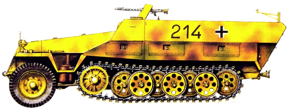 1944年8月,西线战场,隶属德国武装党卫军第12「希特勒青年团」装甲师第25装甲掷弹兵团的一辆Sd.Kfz.251/1 Ausf.D型半履带装甲运兵车。