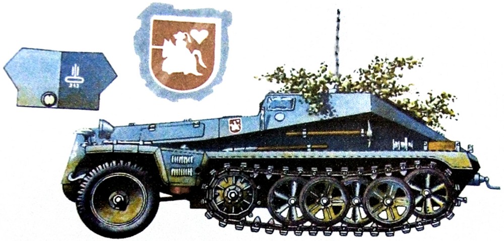 1942年,东线苏联战场,德军第243突击炮营的一辆Sd.Kfz.252半履带装甲弹药运载车。