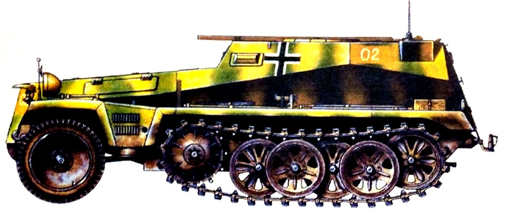 1943年夏季,东线苏联战场,隶属德军「大德意志」装甲掷弹兵师「GD」摩托化炮兵团的一辆253型半履带装甲炮兵观测车。