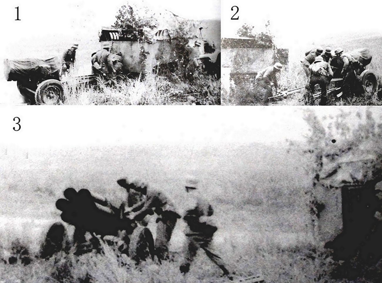 1943年,东线苏联库尔斯克战场,德军火箭炮连的士兵将一门41型150毫米多管火箭炮转到新阵地上的全流程。(图1)一辆半履带牵引车将火箭炮运到新阵地;(图2)炮兵将火箭炮从牵引车后卸下,移到一个合适的炮位上;(图3)在新炮位上,炮兵抓紧作好突袭射击准备。对火箭炮组来说,实现快速开火与转移,是其在战斗中生存的关键。
