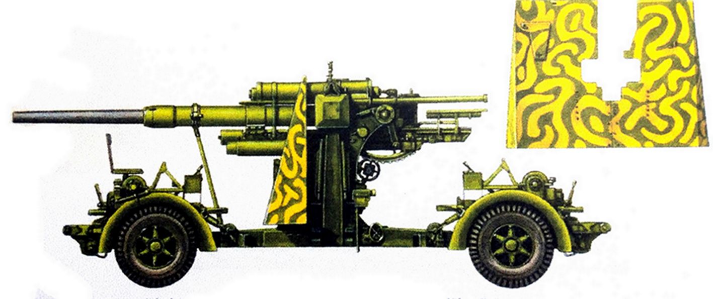 1943年6月,西线意大利战场西西里岛,隶属德军「赫尔曼·戈林」伞兵空降装甲师高射炮团的一门88毫米Flak36高射炮。