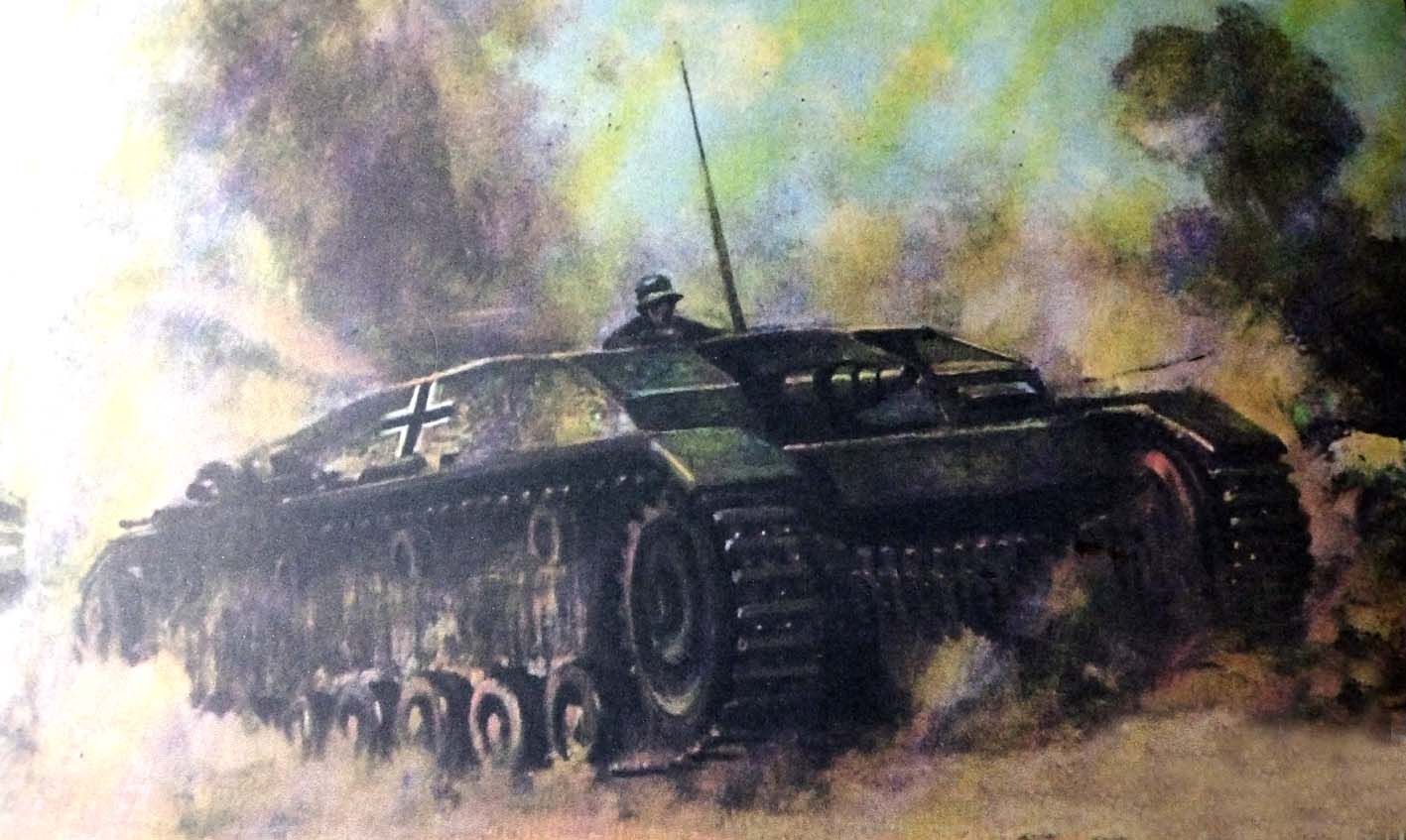 Ⅲ号自行突击炮车油画作品