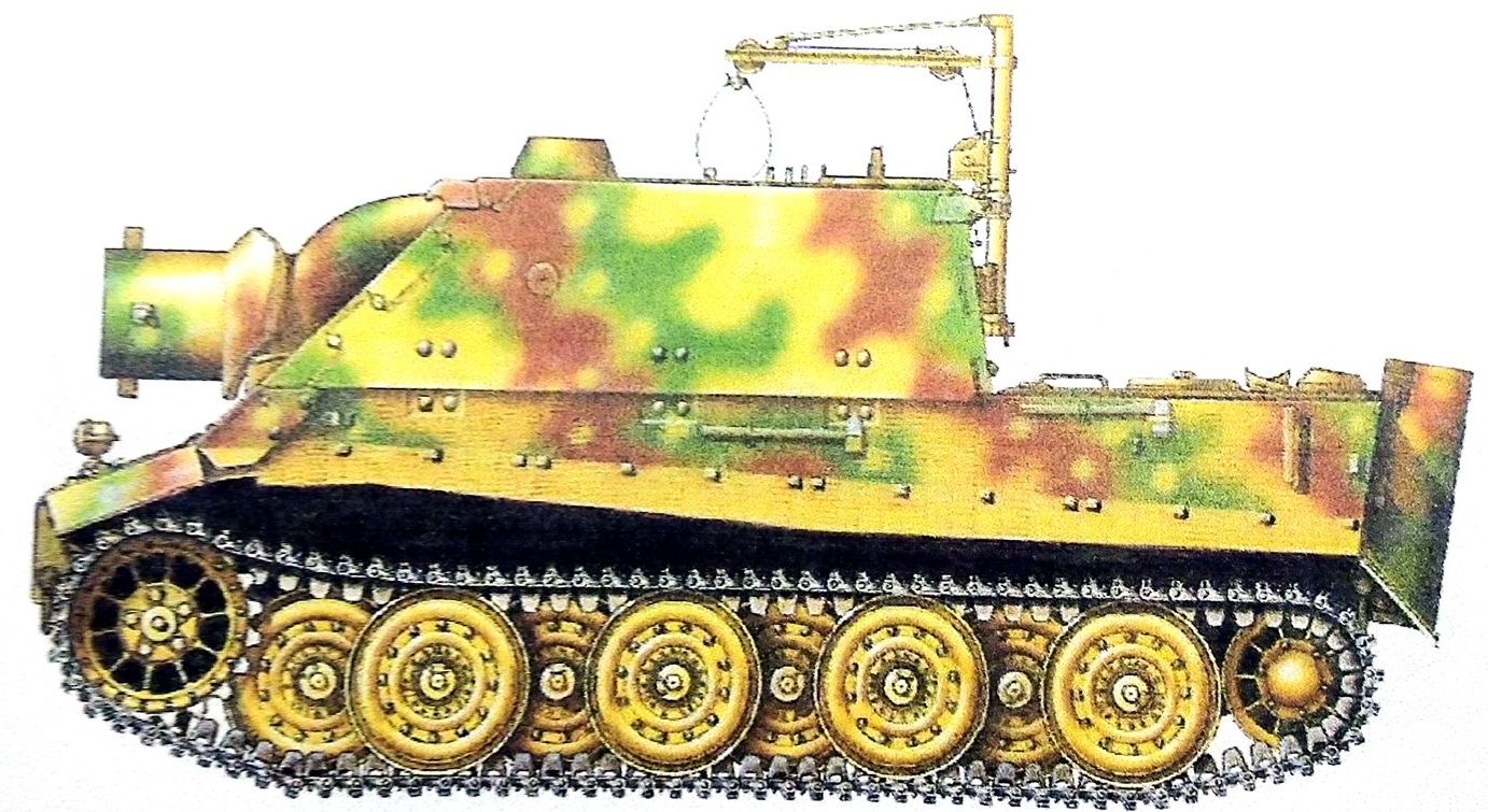 1945年1-2月间,德国波恩地区,隶属德军第1001突击炮连的一辆「突击虎」臼炮自行炮车。该连的「突击虎」臼炮自行炮车在突出部战役中,曾用高爆弹将美军部署在某村落内的三辆M4坦克击毁,被美军认为其炮弹威力超过了重型轰炸机的轰炸。