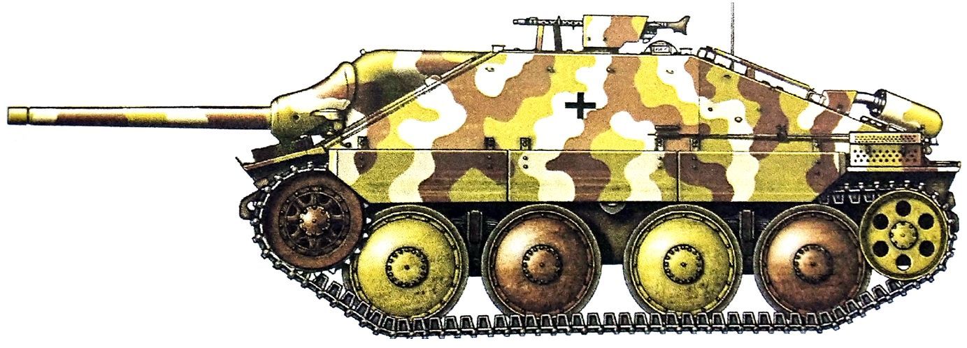 1945年5月，德国武装党卫军第20装甲掷弹兵师第20反坦克营的一辆「追猎者」坦克歼击车。