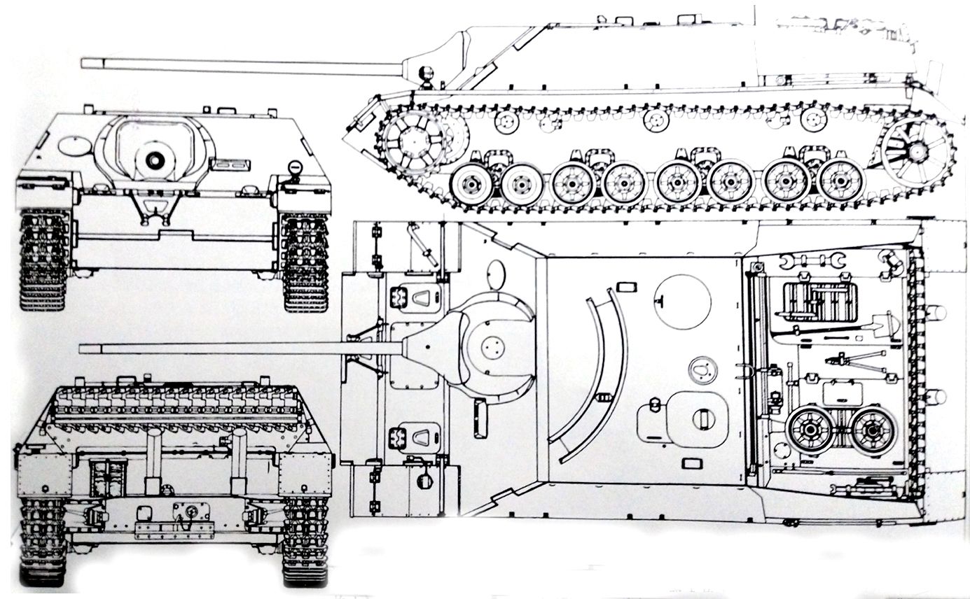 L/70V Ⅳ号坦克歼击车三视图