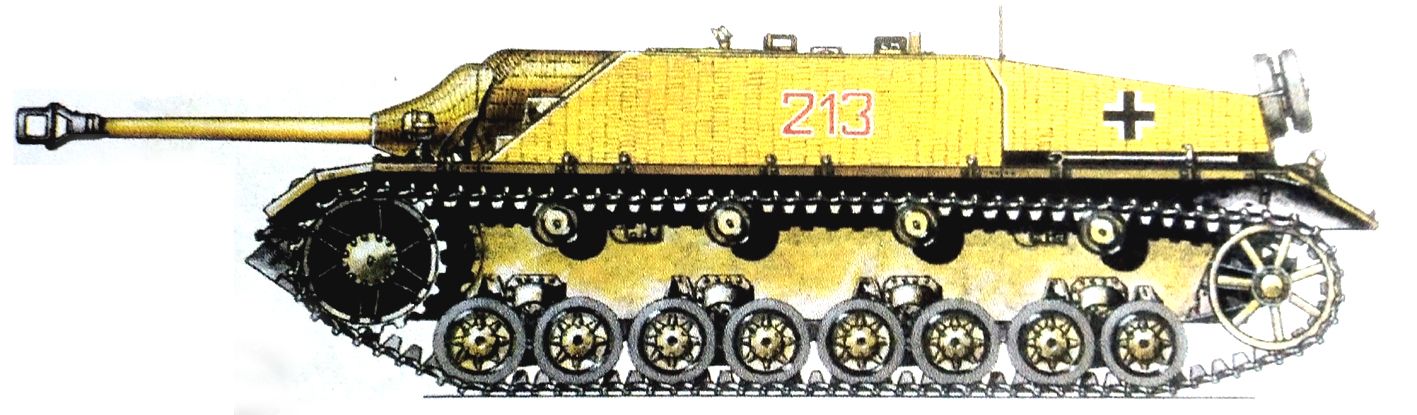 1944年12月，德军第116装甲师第225反坦克营的一辆安装有炮口制退器的75mm Pak39型48倍口径火炮L/48 Ⅳ号坦克歼击车（Panzer Ⅳ Sd.Kfz.162）。