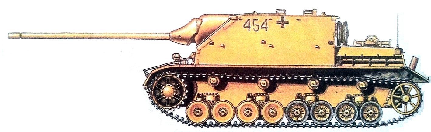 1945年3月东线匈牙利战场，德军一辆不明单位的安装75mm Kwk42型70倍口径火炮L/70A Ⅳ号坦克歼击车（Panzer Ⅳ Sd.Kfz.162/1）。
