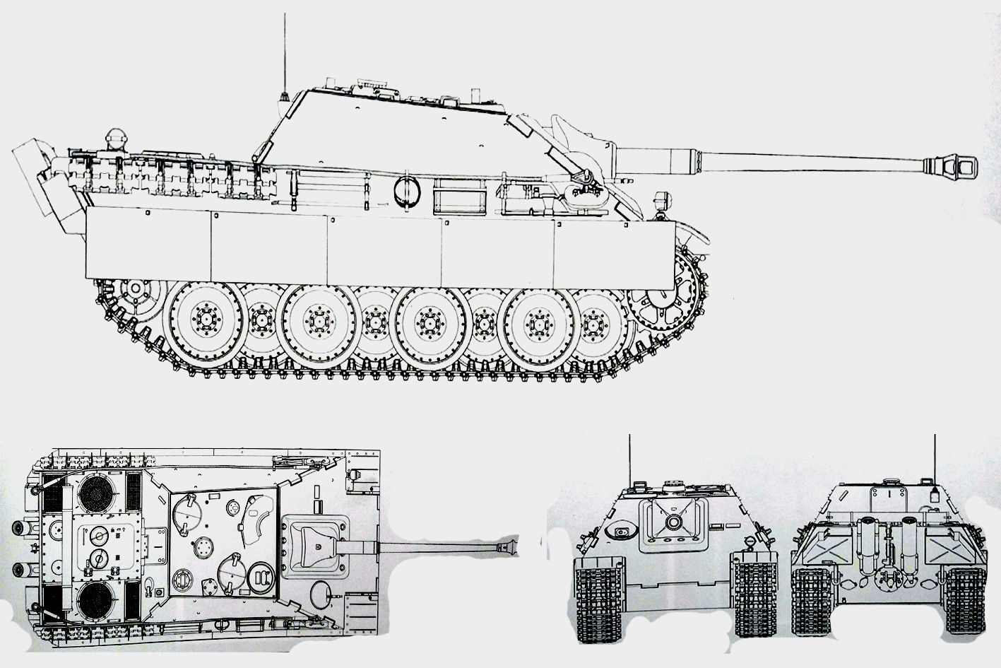 「猎豹」重型坦克歼击车后期型四视图
