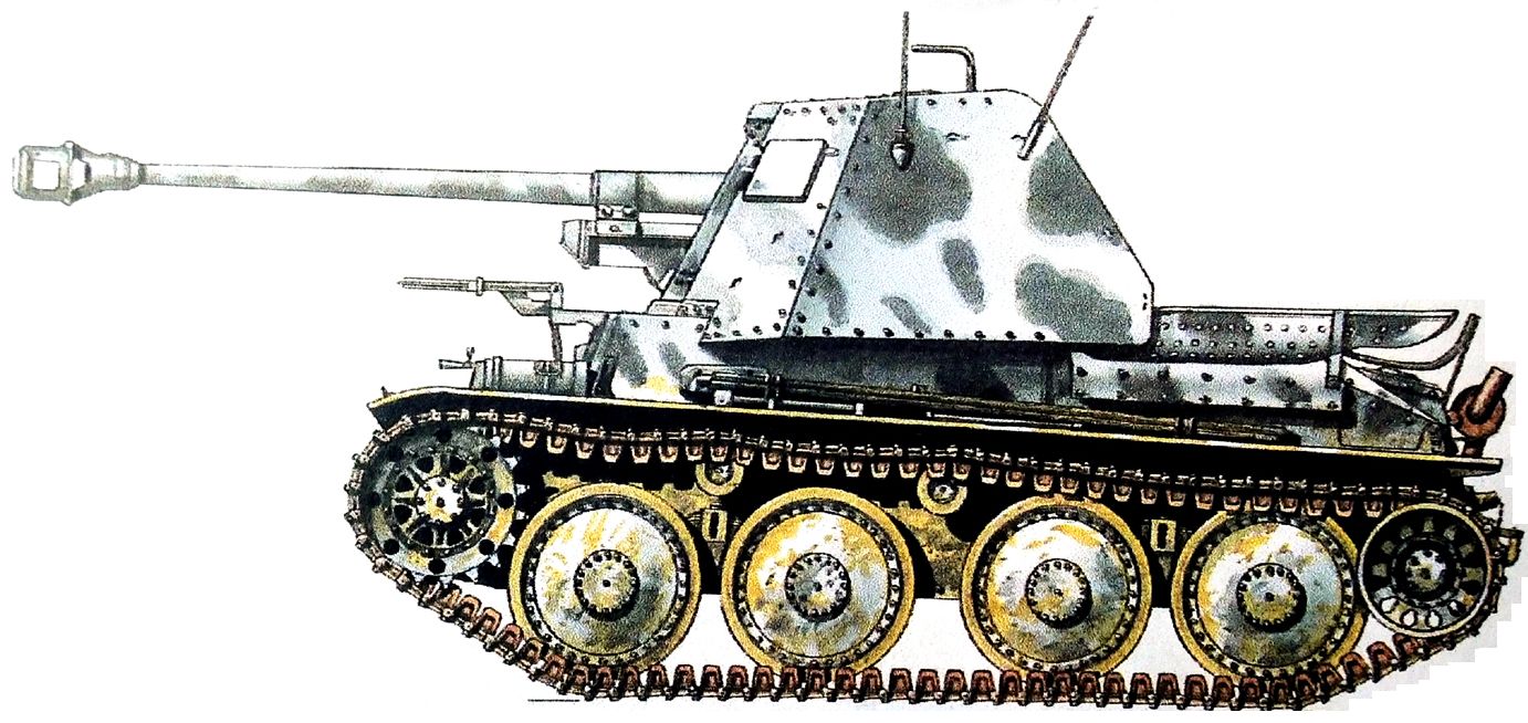 1943年3月，东线苏联哈尔科夫战场，德国武装党卫军「阿道夫·希特勒警卫旗队」装甲掷弹兵师反坦克「骷髅」营的一辆75mm「黄鼠狼」ⅢH（138）型反坦克炮车。