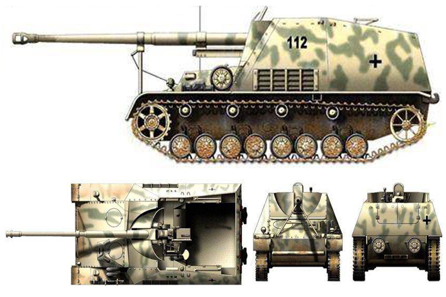 88mm「犀角」自行反坦克炮车 型号：8.8cm Pak 43/1 auf Fahrgestell Pz.Kpfw.Ⅲ/Ⅳ（SF）（Sd.Kfz.164）