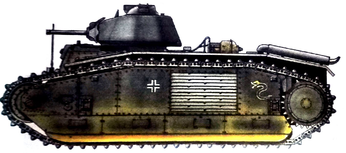 1941年6月，「苏德战争」期间，东线战场，德军将缴获的雷诺Char B1bis重型坦克改为Pz.Kpfw.B2（f）型，配属德军第102装甲师第1连使用。