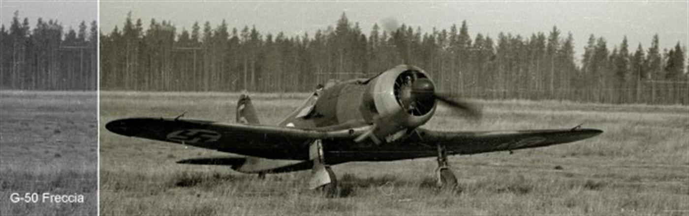 意大利皇家空军的一架菲亚特G.50停在野战机场。1940年10月希腊战役爆发后,装备G.50的多个战斗机大队在巴尔干地区作战,初期压制希腊空军的「角斗士」双翼机,在英军「飓风」参战后转为对地支援。