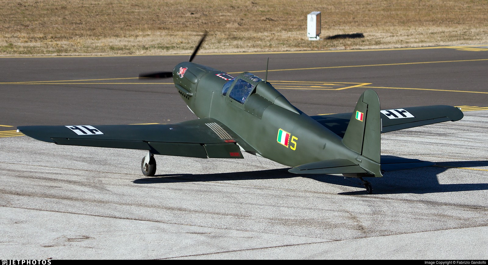 2019年1月22日,在意大利特伦托-马塔雷洛机场(Trento-Mattarello Airport)展示的意大利空军G.55「半人马」战斗机。