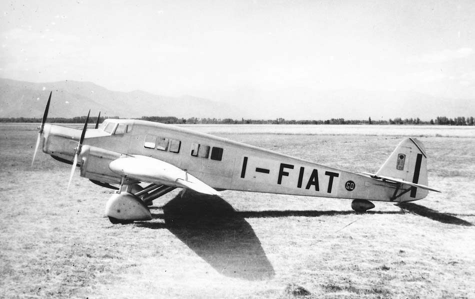 一架机身涂有「I-FIAT」注册号的菲亚特G.2停落在草地上。该注册号为菲亚特厂商自用演示机所持有,尾翼可见意大利王国时期标志,机身为加布里埃利设计的典型高单翼布局。