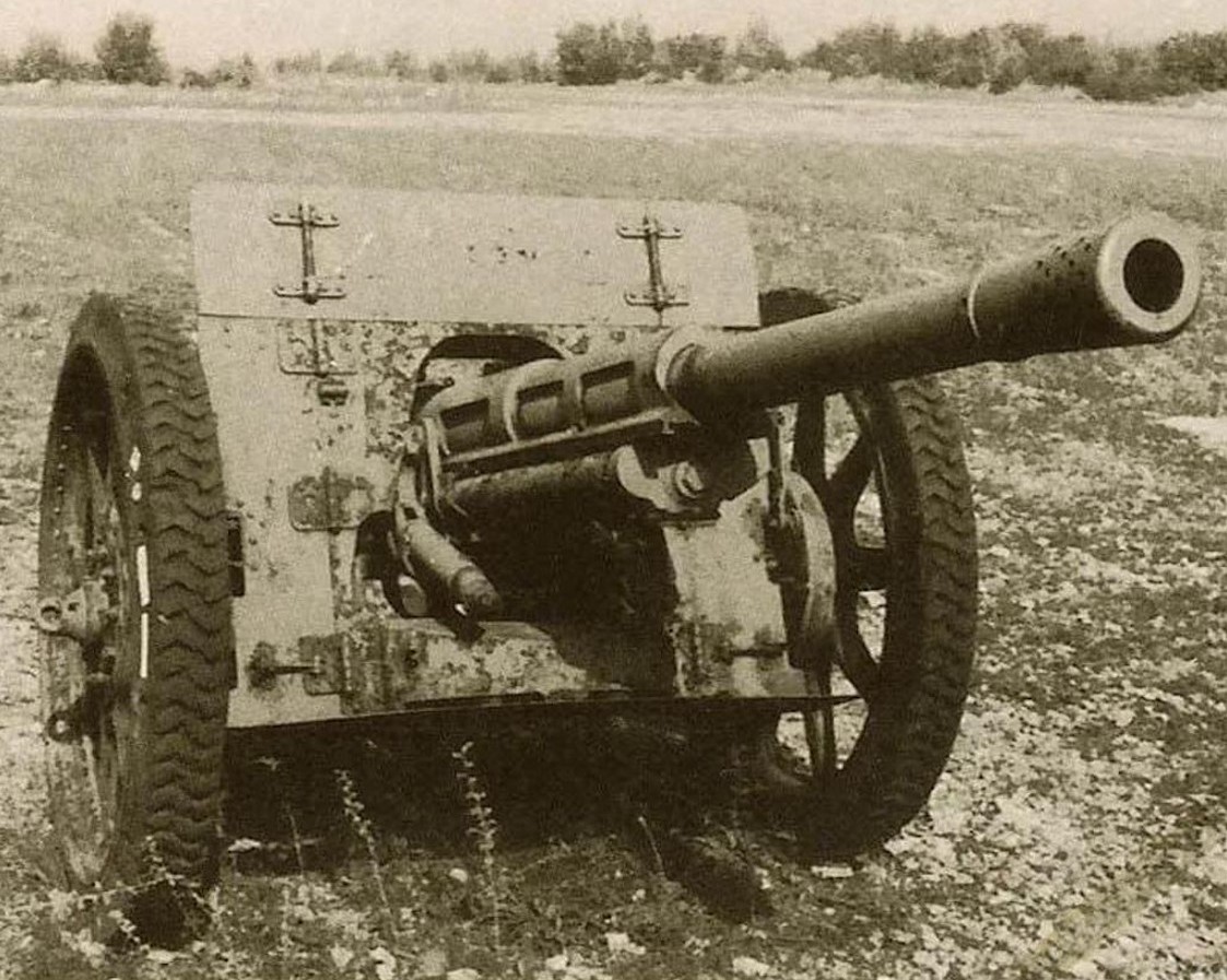 Cannone da 75/32(1937年款)反坦克炮的前视图。