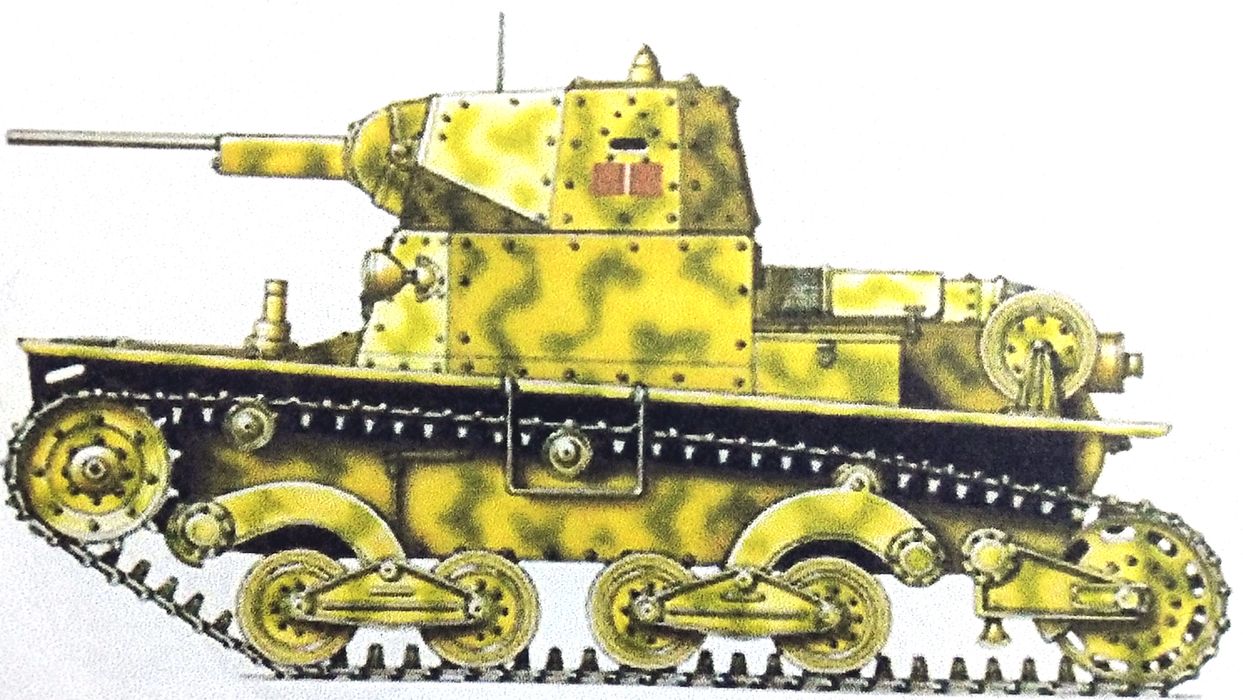 1943年初,南斯拉夫,第3「圣马可」团1连1排的L6/40轻型坦克。