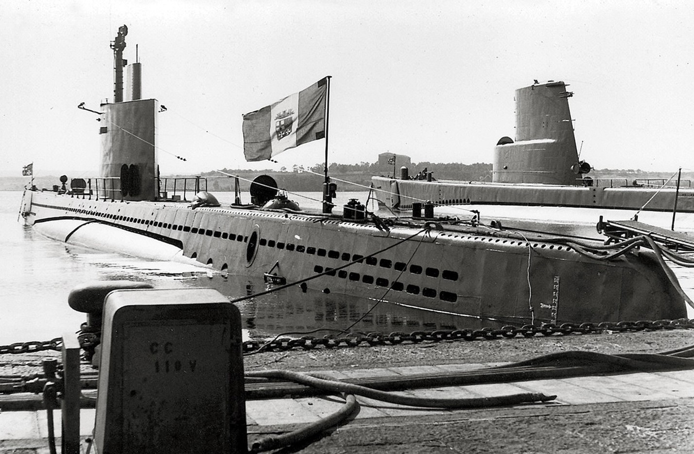 1961年拆除武器重新服役的意大利海军漩涡号(Vortice)。