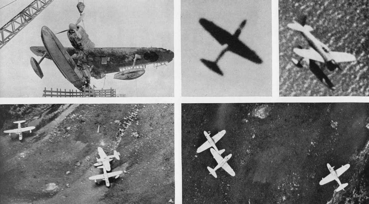 A6M2-N 的识别图片(二)。与前一幅图的来源出处相同,这些照片出自1943年6月美国海军情报处的「识别与特征科」档案文件汇编图册「ONI 232 S:日本军用飞机」。