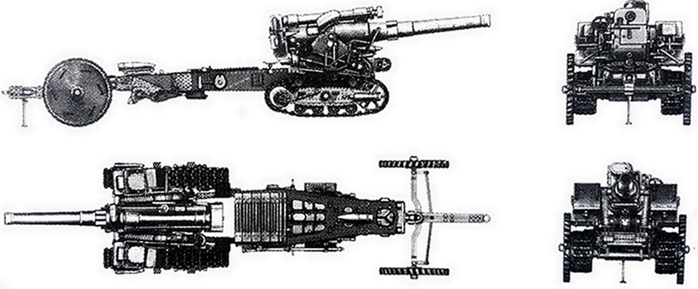 1931式(B-4型)203毫米榴弹炮四视图