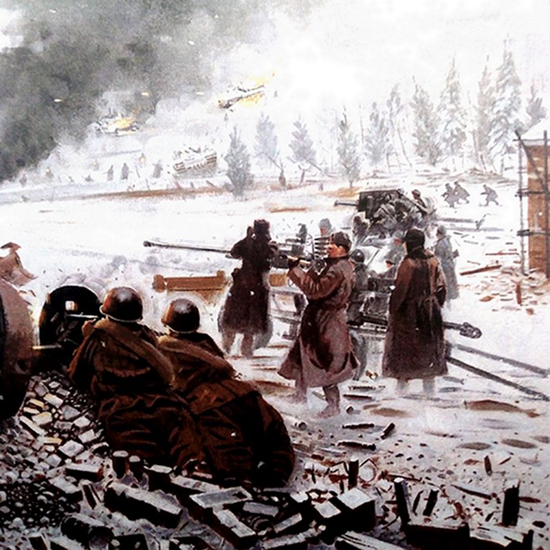 绘图:二战期间,配合苏军进攻的步兵火炮与1910/30式马克沁重机枪。