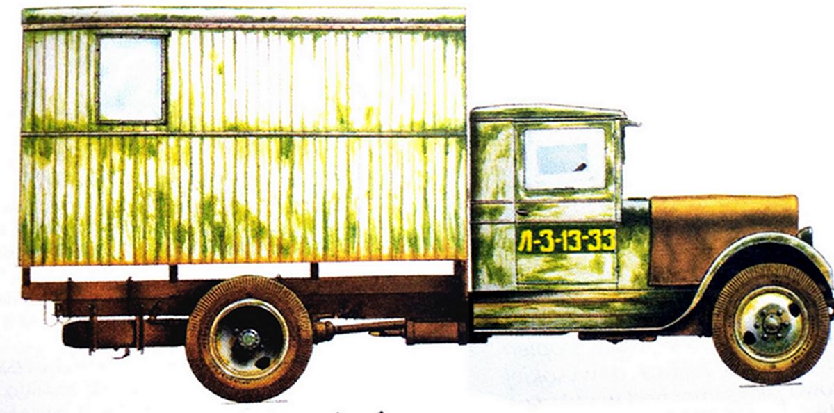 1943年冬天,东线苏联战场,苏军一辆不明单位的吉斯 ZIS-5 军用卡车。