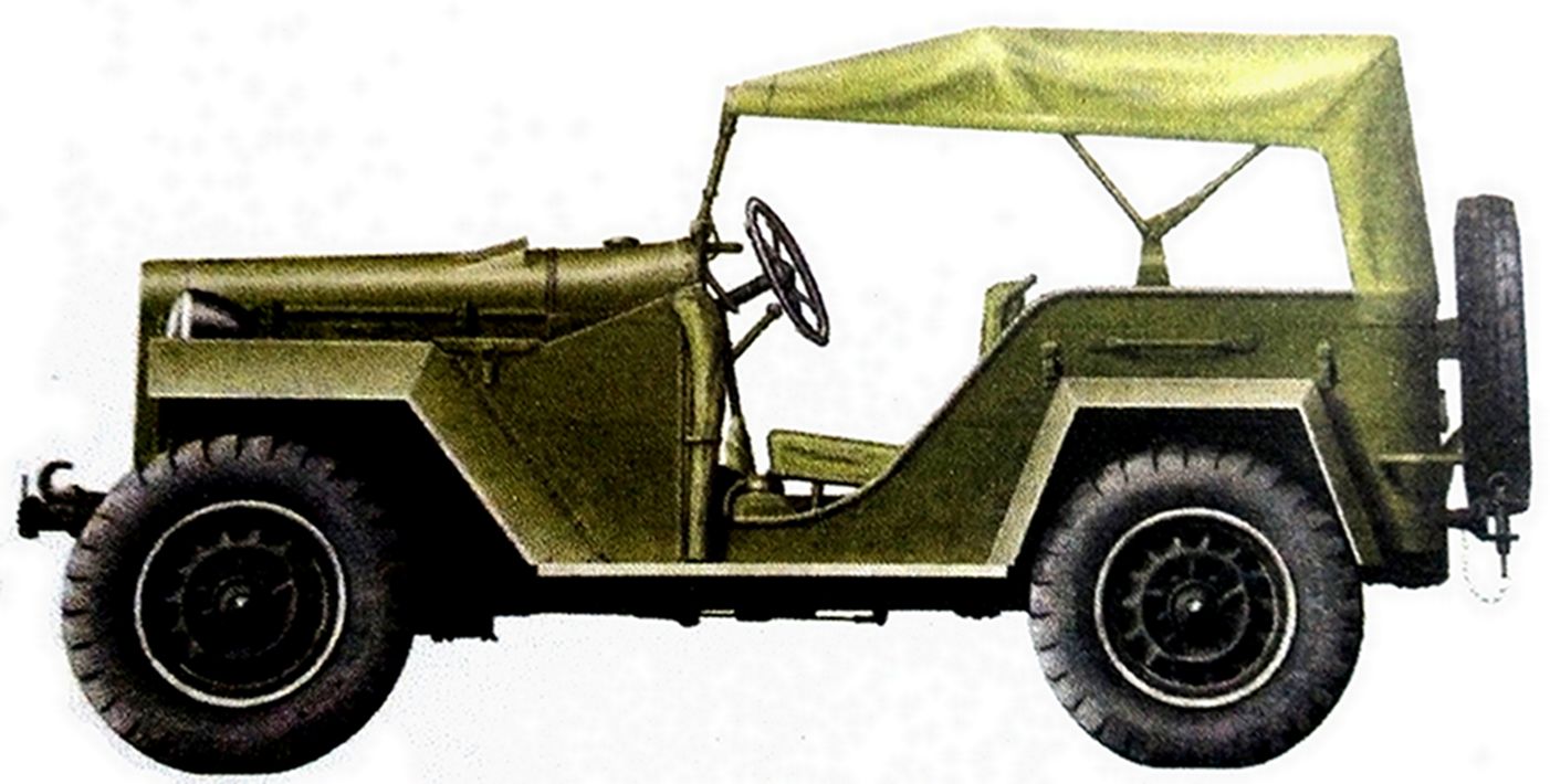 1945年5月,德国,苏军(不明单位)的一辆GAZ-67军用越野小车。