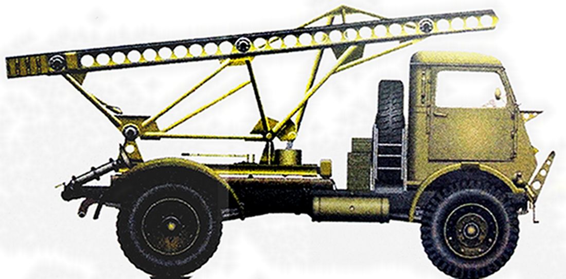 以WOT-8(4×4)卡车底盘为承载体的BM-13型自行火箭炮车。