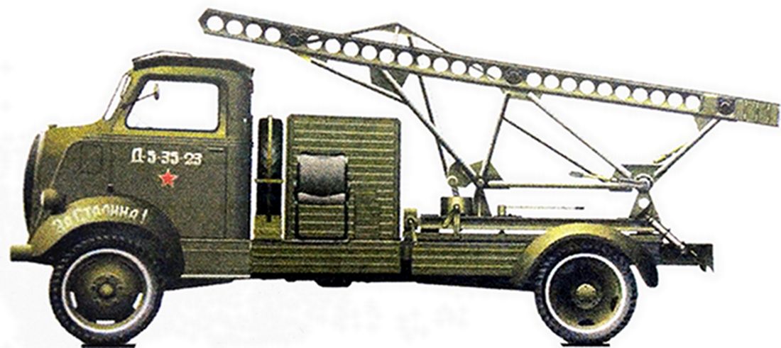 以福特HH6(4×4)卡车底盘为承载体的BM-13型自行火箭炮车。