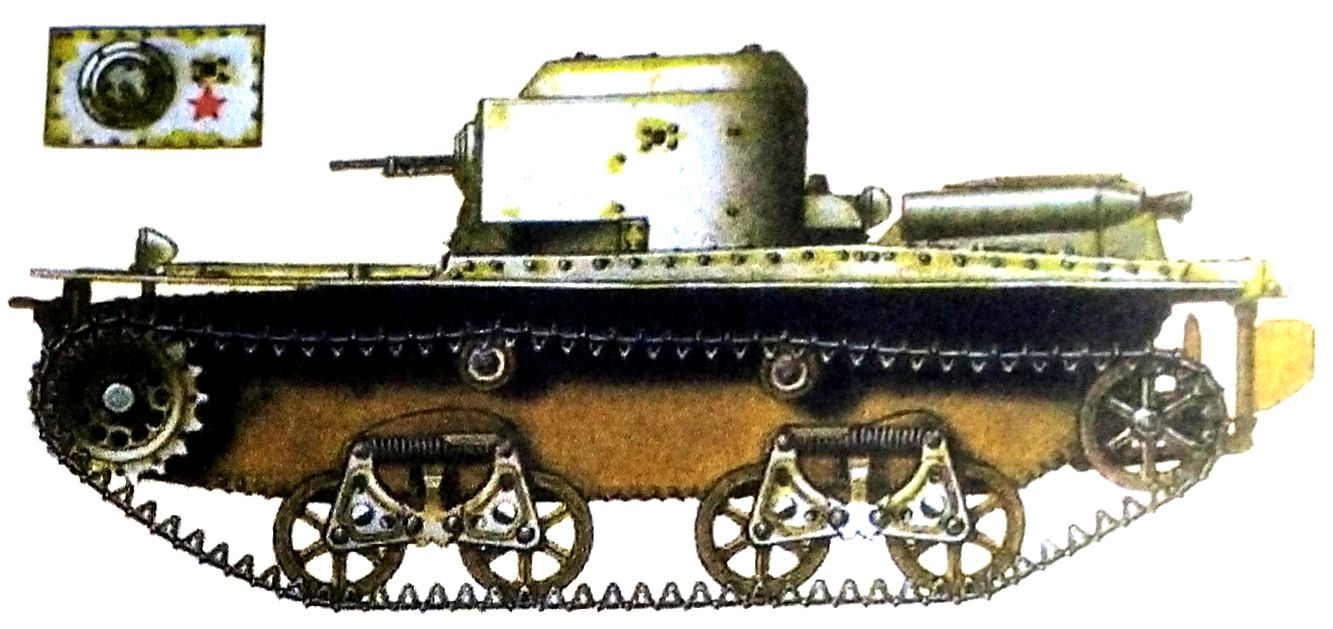 1942年1月,「苏德战争」期间,东线苏联战场,苏军西方面军一辆不明单位的T-38水陆两栖坦克。