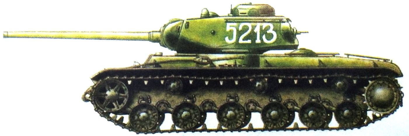 1944年5月,「苏德战争」期间,东线苏联克里米亚地区,隶属苏军第6重型突击坦克团的一辆KV-85重型坦克。