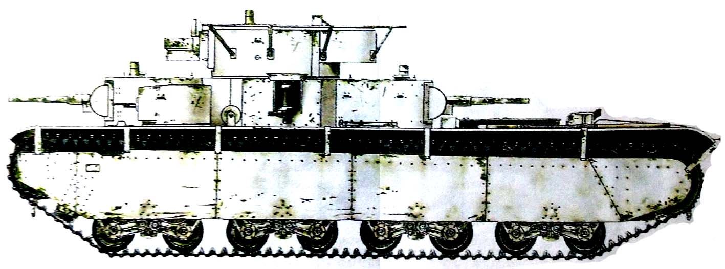 1941年11月，「苏德战争」期间，隶属莫斯科陆军军官学校机械化与机动化混成团的一辆T-35重型坦克。