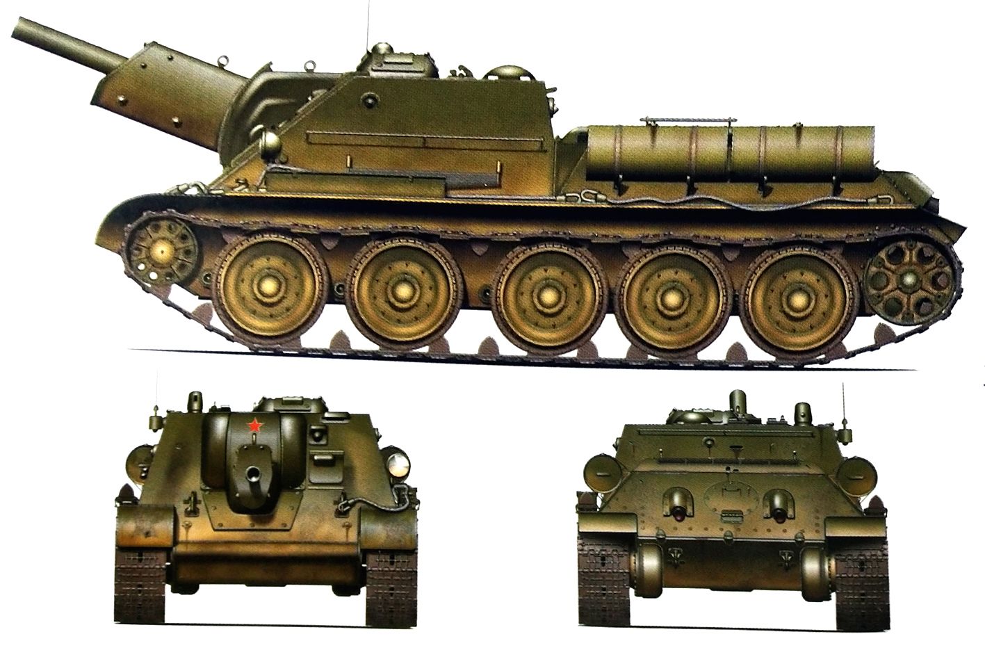 SU-122反坦克炮车三视彩图