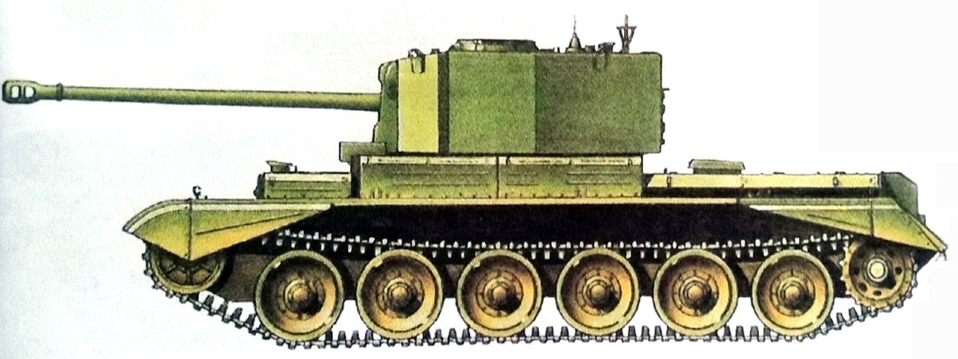 1944年11月,荷兰战场,一辆隶属英军第1装甲师第10马步枪团的「挑战者」巡航坦克。