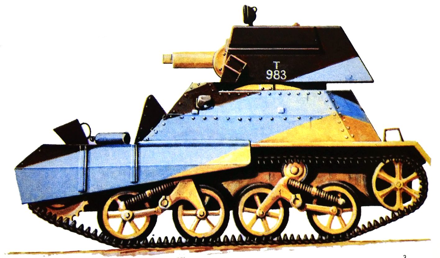 一辆隶属澳大利亚第6机械化师的MKⅡB轻型坦克。1940年,该师驻扎在北非战场利比亚与埃及边界地带,该坦克涂有由棕色和天蓝色组成的沙漠伪装色,这是英国坦克在二战期间最常见的沙漠涂装色。