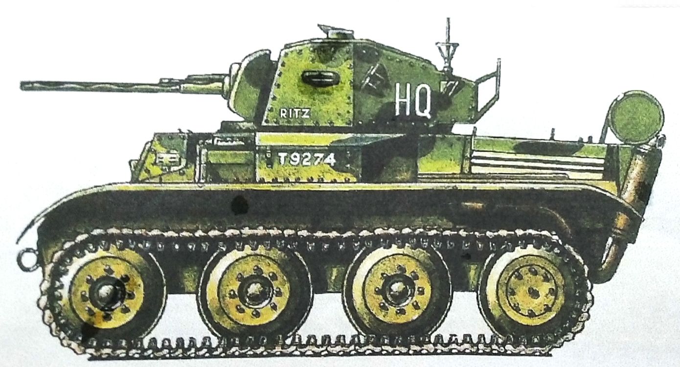 1944年6月,「诺曼底登陆」期间,法国诺曼底战场,隶属英军第6空降师的一辆MKVII轻型坦克。注意:该坦克的传动装置与之前型号有所不同。