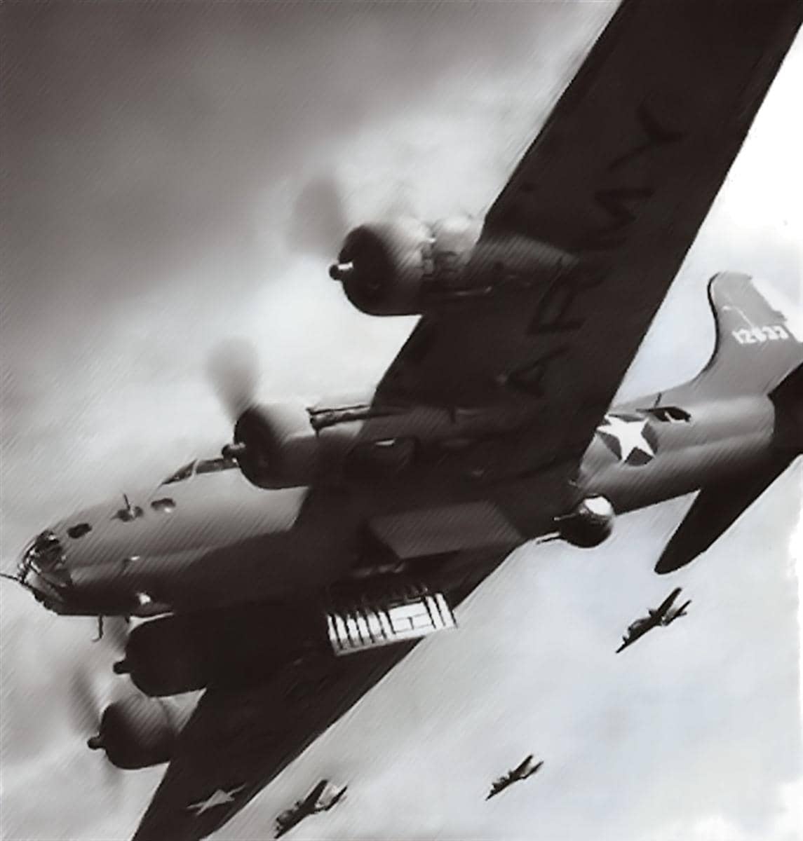 1942年6月,美国陆军航空队第19轰炸大队的B-17「飞行堡垒」正在袭击新几内亚的莱城日军机场。这是太平洋战争初期美军以B-17对日军展开的对地攻击作战,此后B-17持续在新几内亚与菲律宾战场执行轰炸任务。