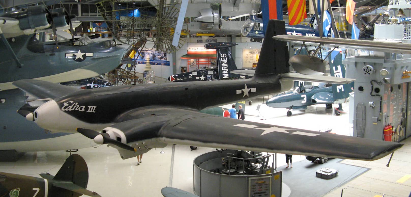 在佛罗里达州彭萨科拉市海军航空国家博物馆(National Museum of Naval Aviation)内展出的洲际 TDR-1 突击无人机。