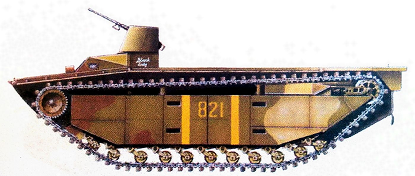 1945年2月,「硫磺岛战役」期间,隶属美军第2两栖装甲车营的一辆LVT2两栖装甲车。