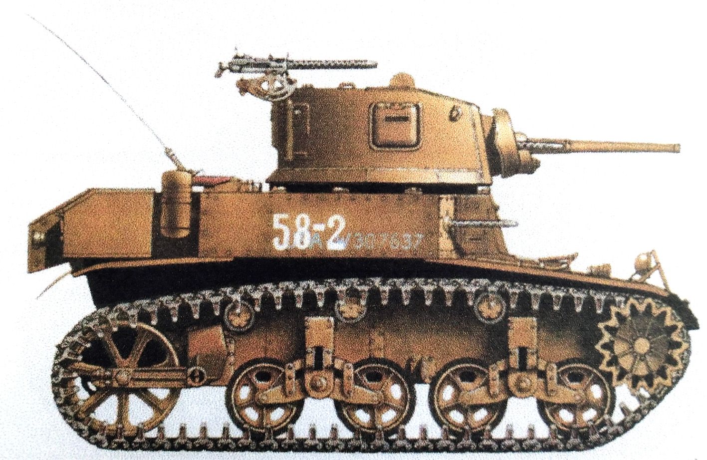1942年夏,「斯大林格勒战役」期间,苏联沃罗涅日战场上的苏军M3A1轻型坦克(美国援助)。