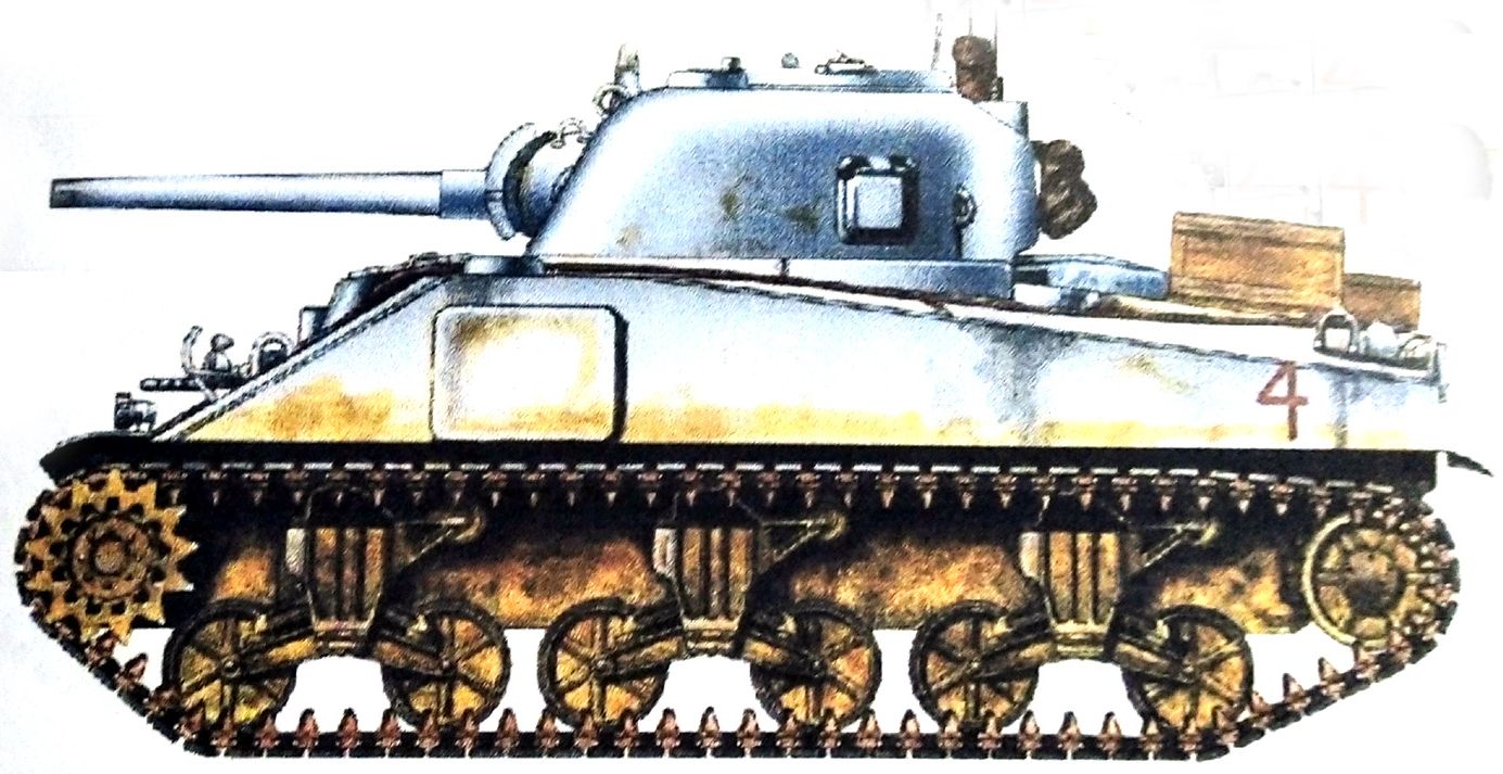 1945年1月,德国布拉赫伦地区,美第9军第701坦克营A连的M4「谢尔曼Ⅰ」中型坦克。