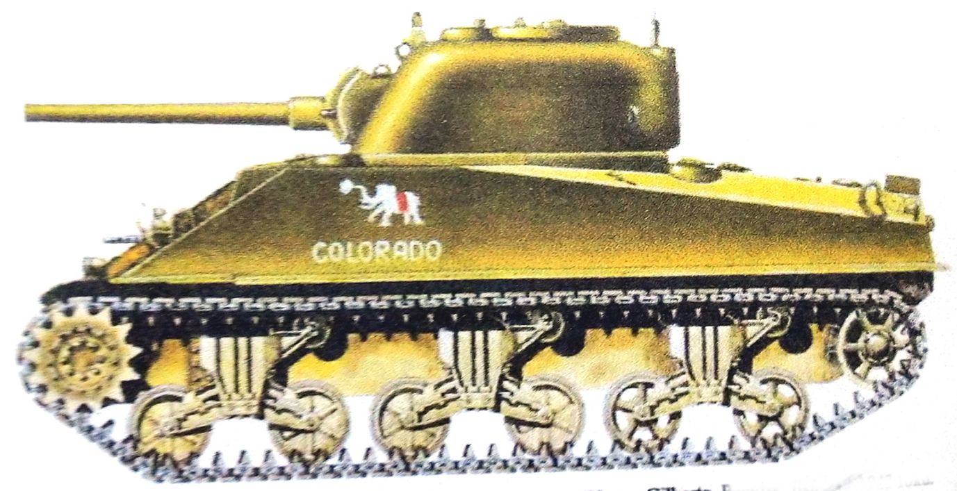 1943年11月,美国海军陆战队某坦克团C连的一辆M4A2中型坦克。